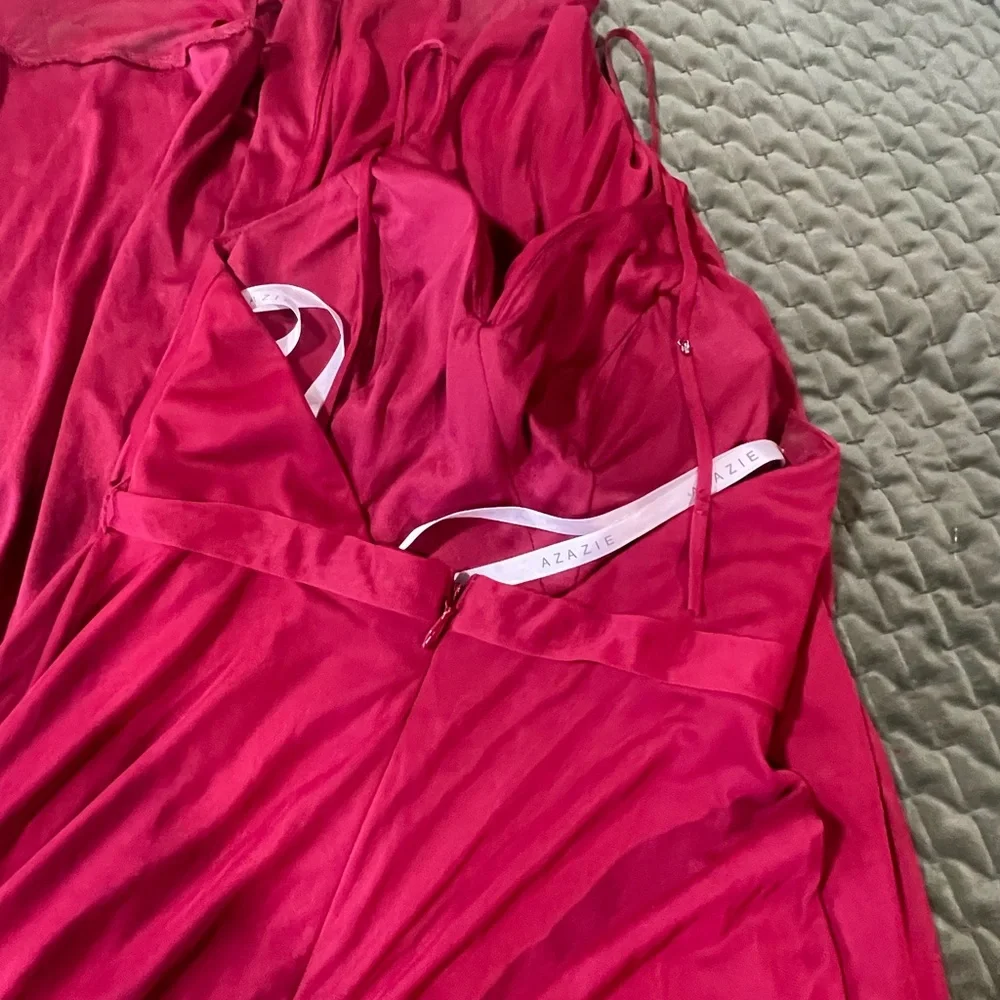 Azazie burgundy maroon maxi‎ dress spaghetti straps size 8A wedding bridesmaid
